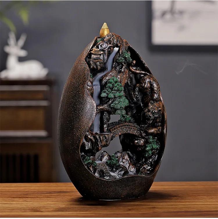 Furniture Ornaments Big Size Backflow Incense Burner Resin Incense Holder Buddhist Supplies for Home Decor Large Christmas Gift