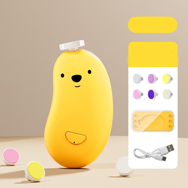 

Детская электрическая машинка для стрижки ногтей с 6 шлифовальными головками, светодиодной подсветкой, безопасная для ногтей и пальцев ног новорожденных и малышей, маникюрный набор жёлтый