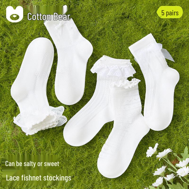 

Girls Thin Cotton Lace Princess Over-the-Knee Socks S