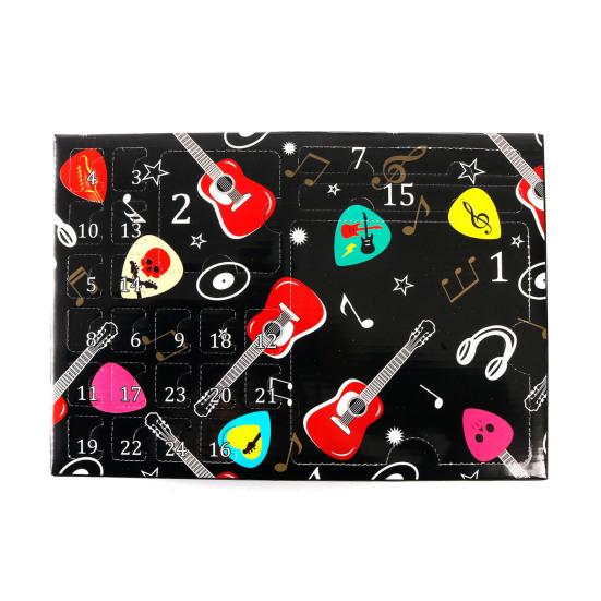 

Адвент-календарь с гитарными медиаторами на День святого Валентина 24-дневный календарь обратного отсчета с гитарными медиаторами и аксессуарами для гитаристов, любителей музыки чёрный