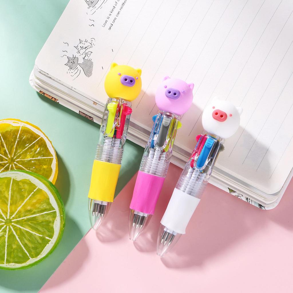 Korean Cute Animal Head 4-Color Click Ballpoint Pen
