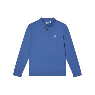Solid Color Knitted Casual Long Sleeve Polo Shirt Men Tops Misty-Lake-Blue F11M411206F-DB