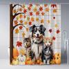 Autumn Maple Leaf Pumpkin Shower Curtain Dog Cat Fall Thanksgiving Day Harvest Festival Retro Farmhouse Wood Board Polyester