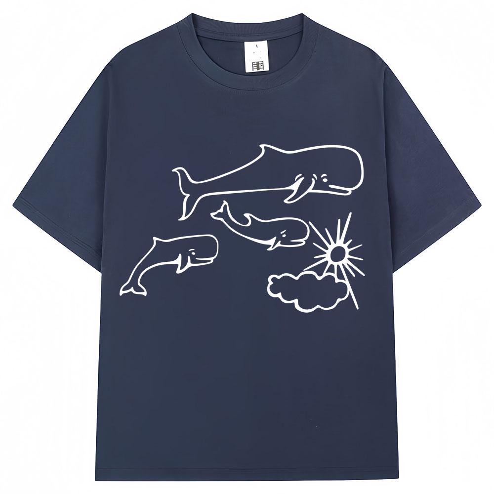 Whales and Sun Tattoo By Robe De Extremoduro T Shirts Men Women Fashion Casual Short Sleeve Oversized Cotton Tshirt Streetwear