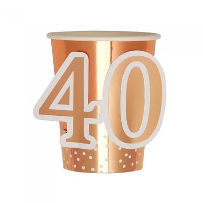 Neviti 40th Birthday Disposable Cup (Pack of 8)