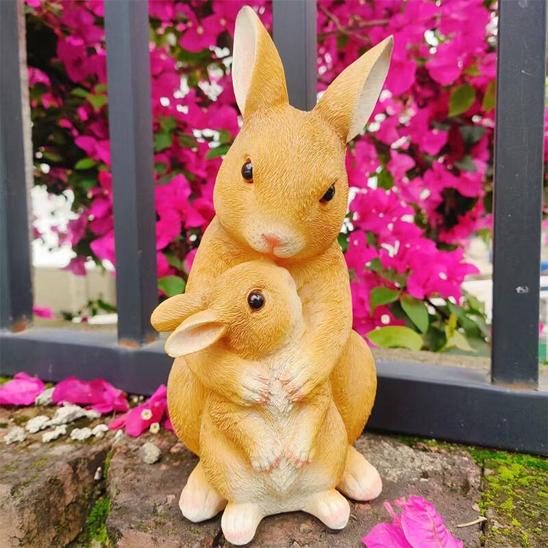 Cartoon Mother & Child Rabbit Garden Ornament