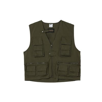 Kamizelka męska casualowa funkcjonalna z wieloma kieszeniami w kolorze czystym Khaki-Zielony FN3215-325