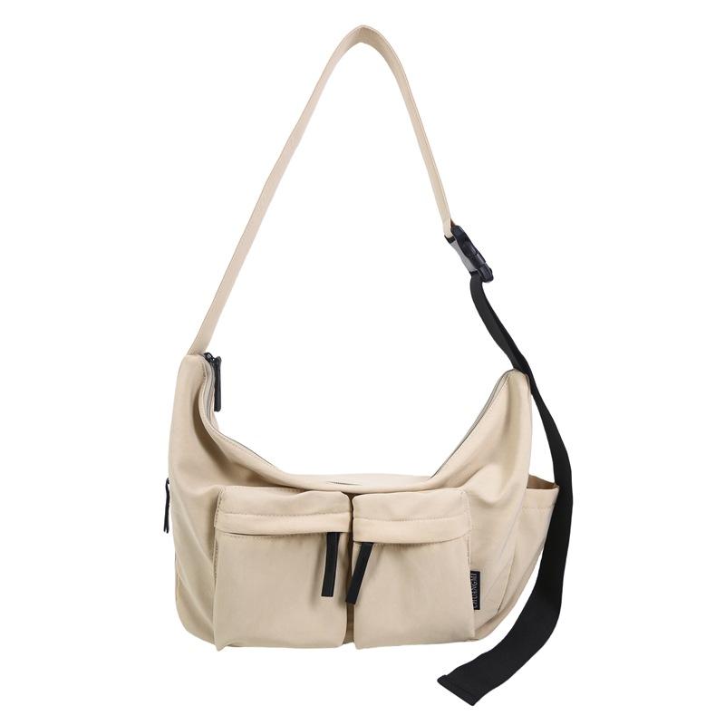 Men Solid Color Shoulder Bag Women Large Capacity Water-Repellent Commuter Crossbody Bag
