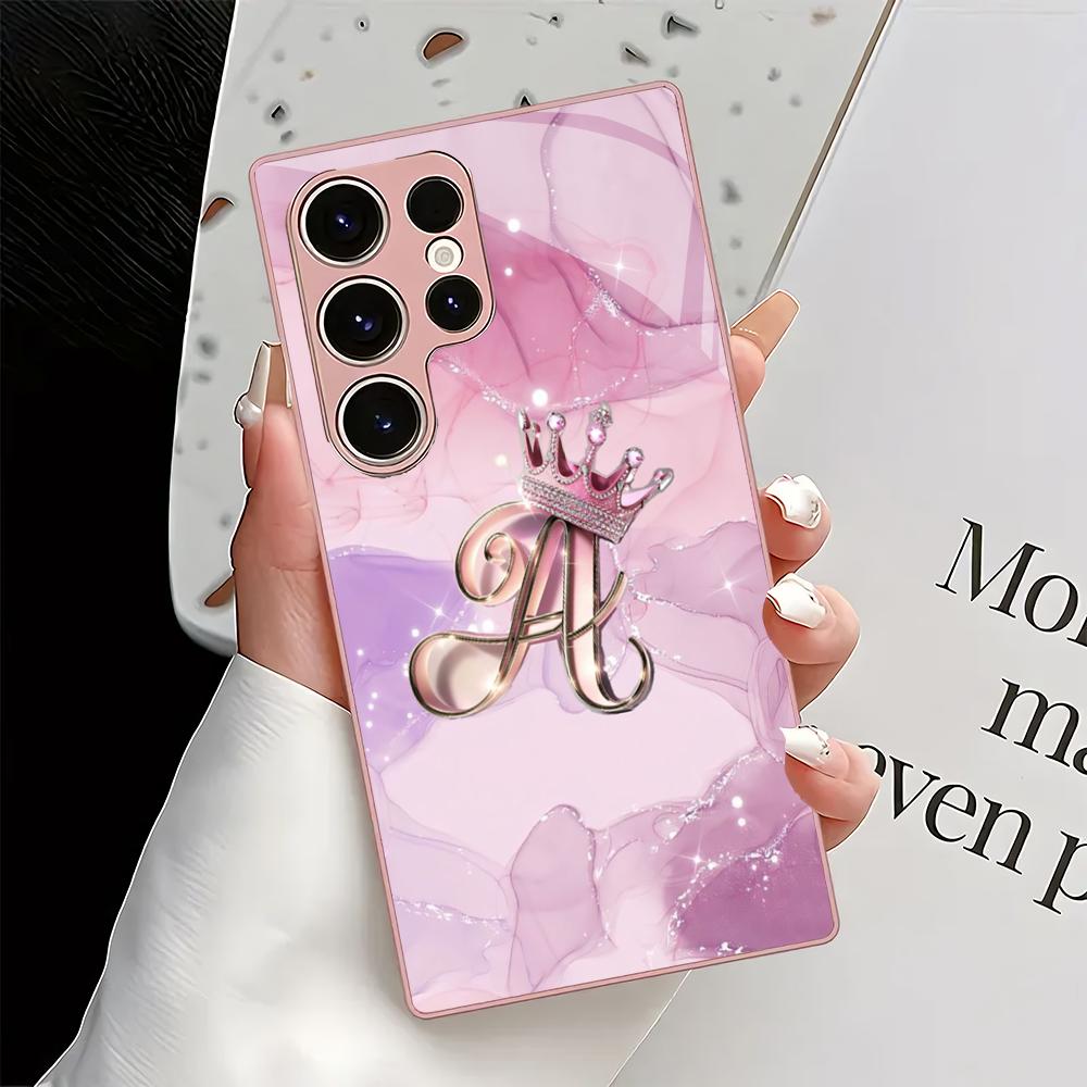 Die Glas-Handyhülle mit dem Design Krone A ist geeignet für Samsung Galaxy S26 S25 S24 S22 S21 S20 FE/Ultra/Plus stoßfest