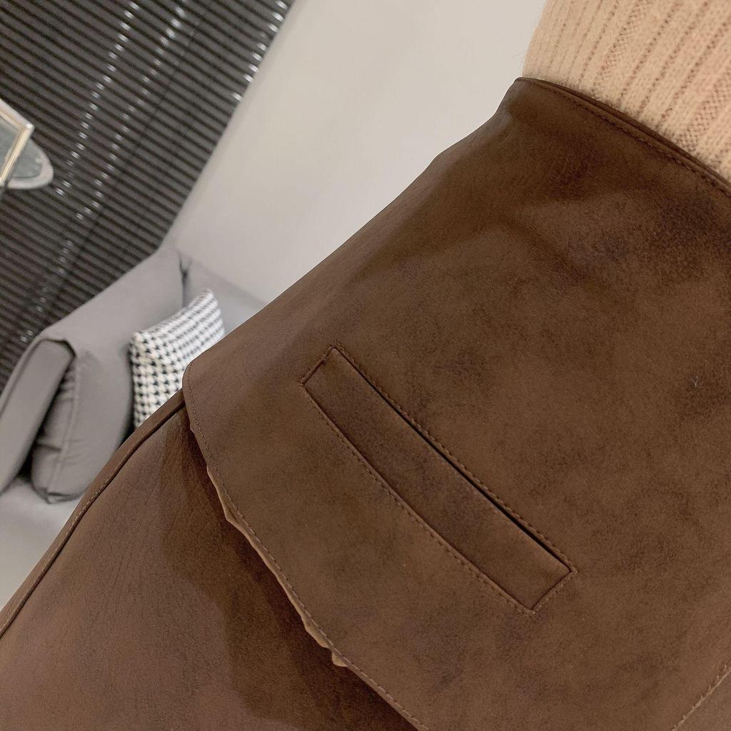 Plus Size Spicy Girl Suede A-line High Waist Skirt – Spring/Autumn