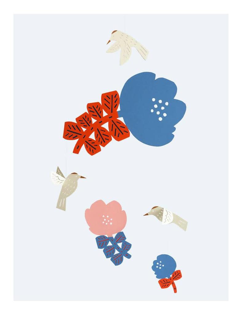 Mobile "Flowers and Hummingbird" Adult Interior W30cm x H53cm Mobile Brand Born in Japan