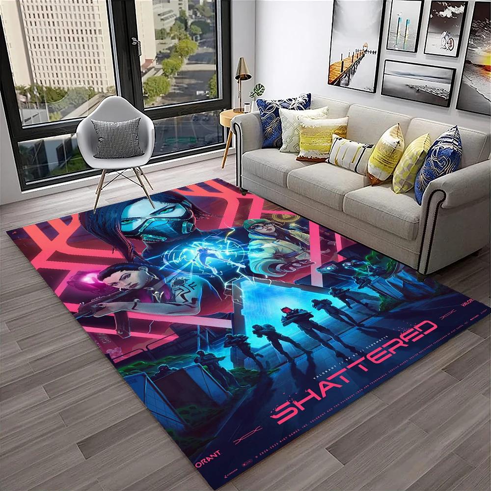 VALORANT Hra Hráč Kreslený 3D Koberec Rohožka do Domácího Obývacího Pokojíku Ložnice Pohovky Vstupní Dveře Dekorace, Dětský Koutek Koberec Protiskluzová Podlahová Rohožka