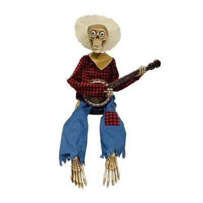 Halloween Banjo Playing Skeletons Animated Banjo Skeleton with Glowing Eye Halloween Party Decorations Outdoor/Indoor