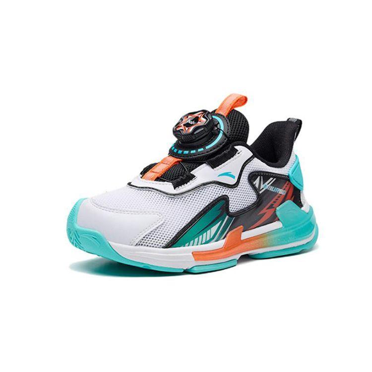 Anta Shock Absorbing Breathable Wear Resistant Non Slip Low Top Kids Running Shoes Kids sneaker White Black 312239905-1