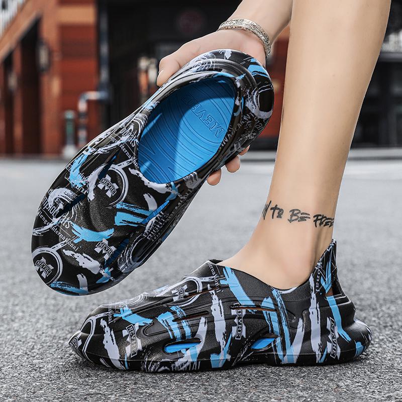 

Hole shoes men s summer wear non-slip, non-slip, stepping on shit feeling, one pedal sports beach bag head sandals outdoor thick sole 45
