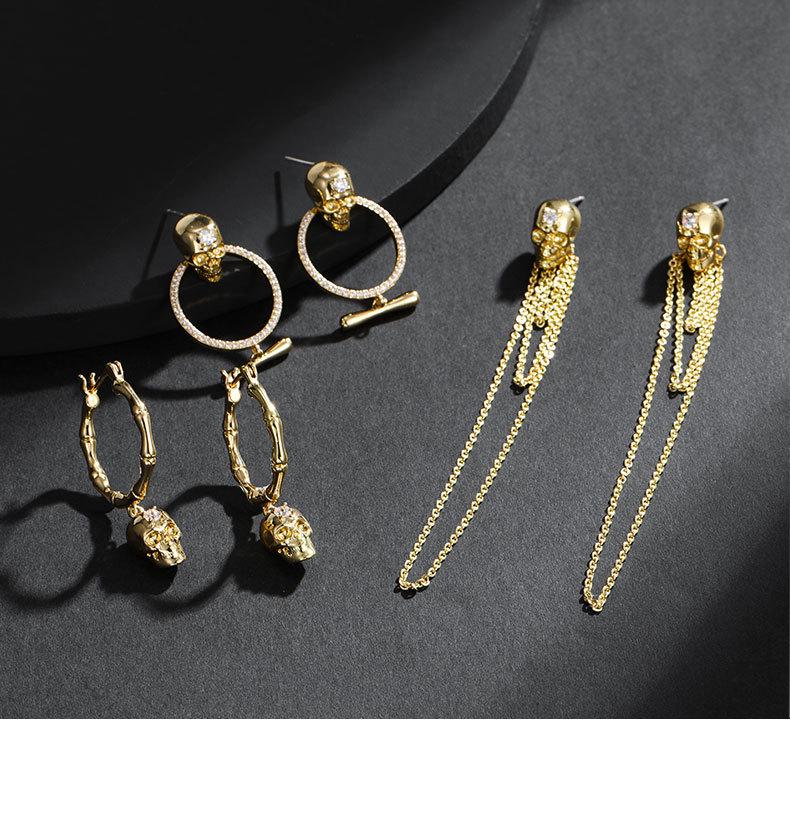 Kenjie McQueen Skull Pendant Earrings - Women's European & American Punk Studs & Ear Clips