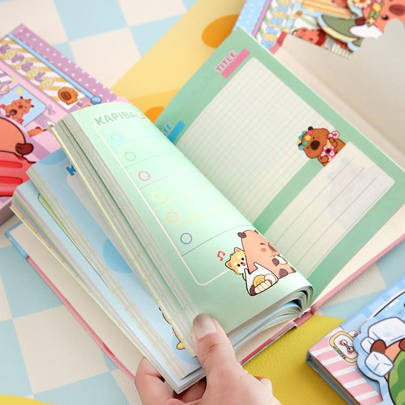 1Pc Capybara Magnetic Notebook Color Inner Page Notepad Office Supplies Student Stationery Gifts Holiday Gift Novelty Stationery Teacher Party Favors