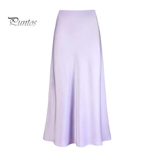 Spring Summer Maxi Skirt Women High Waist Silky Texture Long Skirt Solid Color Smooth Satin Fishtail Long Skirt