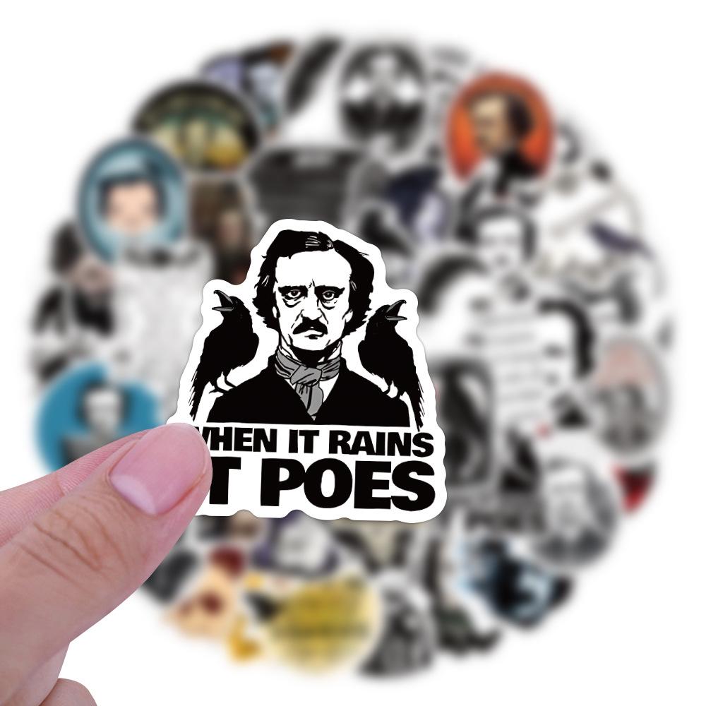 60 Waterproof Edgar Allan Poe Stickers for Decorating Stationery, Water Bottles, and Computers