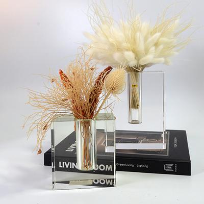 Simple Modern Light Luxury Transparent Crystal Flower Ornaments Sales Office Model Room Coffee Table Dining Table Art Vase