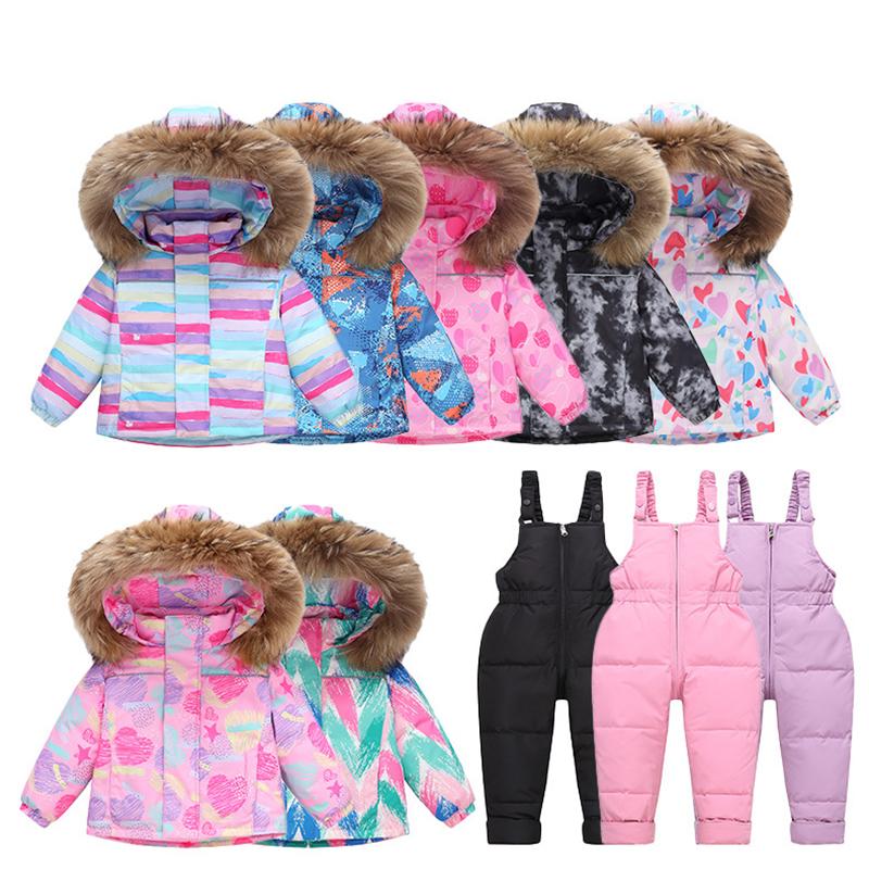 Children's Down Ski Suit Overalls Winter Outer Wear Baby Down Jacket Children