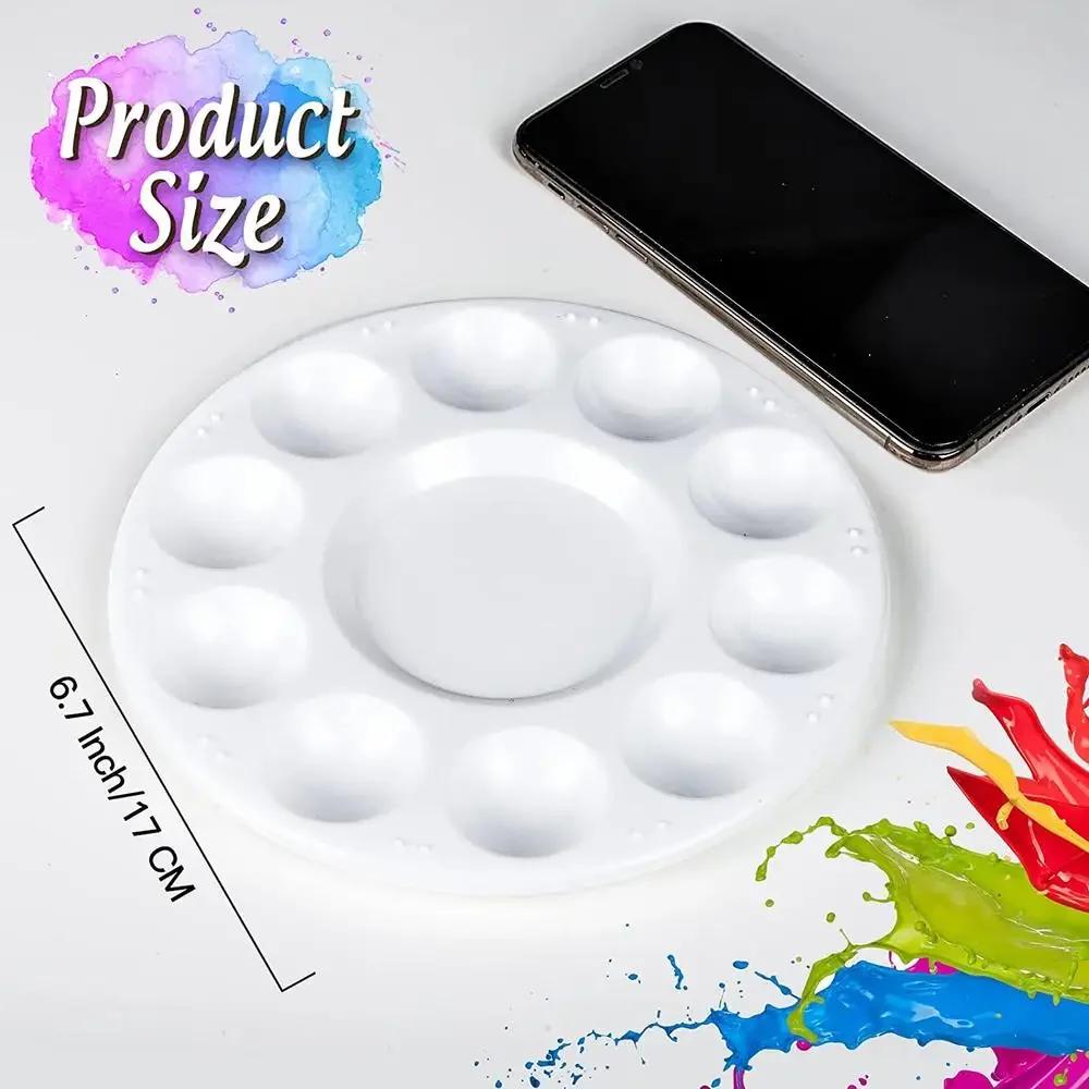 White Painting Supplies Color Mixing Paint Pigment Tray Round Palette For Watercolor Gouache Acrylic Painting Art Supplies