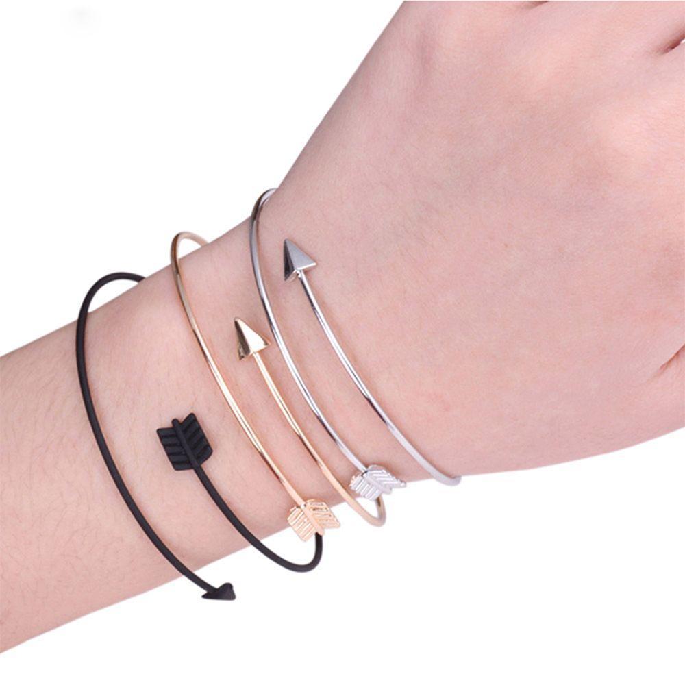 2pcs Jewerly Women Gothic Adjustable Open Bangle Arrow Bracelet Upper Arm Cuff