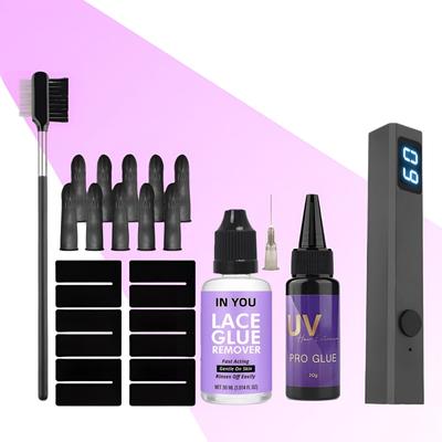 UV Hairextensionset - Complete Kit met UV-lamp, Lijm, Remover & Accessoires, Supersnelle Remover met Onzichtbare Extensie
