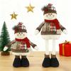 Christmas Doll Pendant Santa Claus Snowman Telescopic Legs Design Plaid Print Xmas Doll Festival