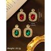 Vintage Emerald Zircon Earrings With A High-end Feel Featuring Palace Style Studded Antique Women