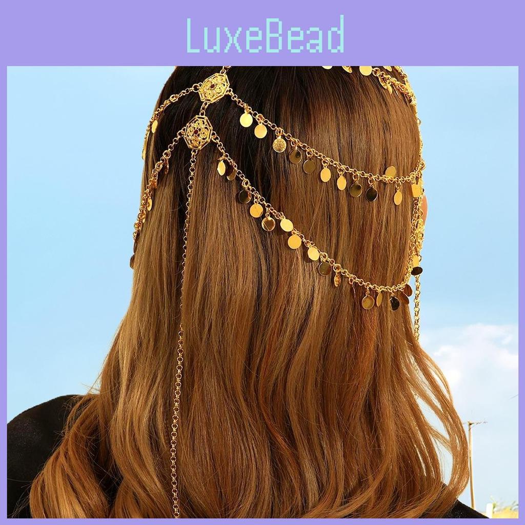 Middle Eastern Inspired Head Chain With Multilayer Circles For Women Occasion