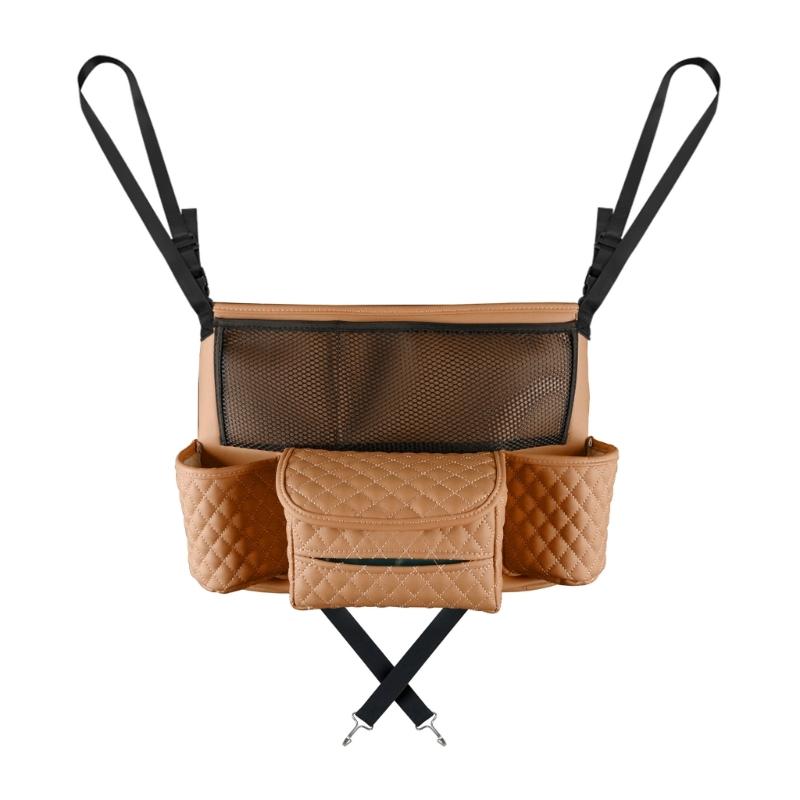 Car Seat Purse Handbag Holder Leather Pocket for Document Phone Storage Barrier of Backseat Kids Pet Fits Most Vehicles