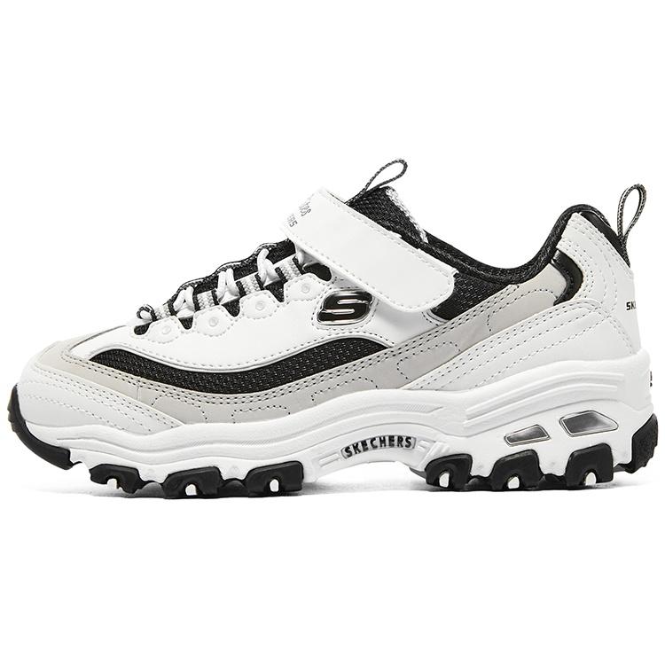 (GS) Skechers Dlites Shoes White Beige Black Kids 403825L-WLGY EU 27.5