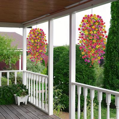 1/4Pcs Hanging Artificial Violet Flower UV Resistant Fake Silk Flower
