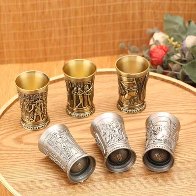 Home Decor Vintage egyptská sklenice na víno Malý kovový koktejlový whisky barový pohár
