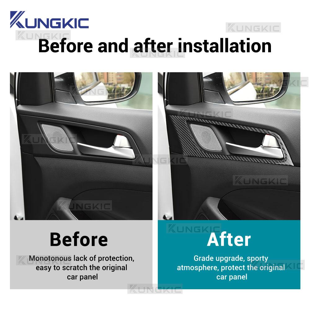 Carbon Fiber Style Interior Sticker for Hyundai Tucson TL/TLE J6 2015 2016 2017 2018 2019 2020 Door Handle Area