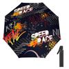 1 Pack Automatic Umbrella Featuring Uv Resistant Layer And Strong Ribs For Outdoor Travel With Graffiti Accent