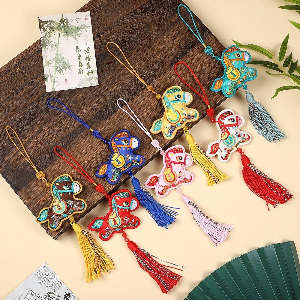Handmade Horse Sachet Traditional Design Tassels Horse Shape Ornament Chinese Style Embroidery Mugwort Sachet Year Horse