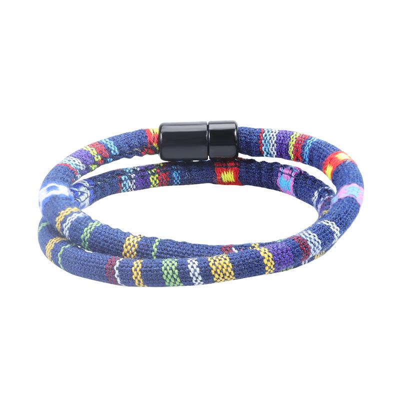 Bohemian Cotton-Linen Double-Layer Magnetic Bracelet in Nepalese Style
