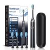 Soft Bristle Sonic Electric Toothbrush for Adults - USB Rechargeable, Dual-Pack (Black & White)