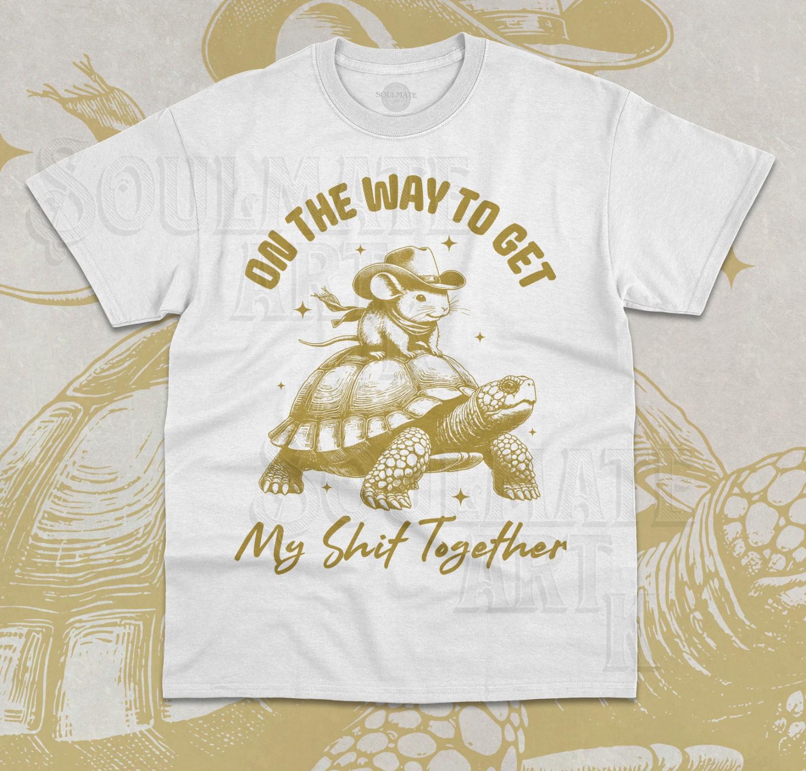 On The Way To Get My S**t Together T- Shirt Funny Cowboy Western Turtle Shirt S