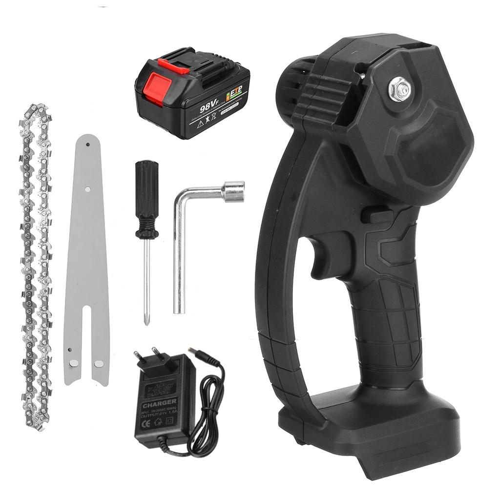 6 Inches One-handed Garden Logging Power Tool 3000W Mini Electric Chain Saw 98VF/68VF With 2Pcs Battery Woodworking Pruning ChainSaw