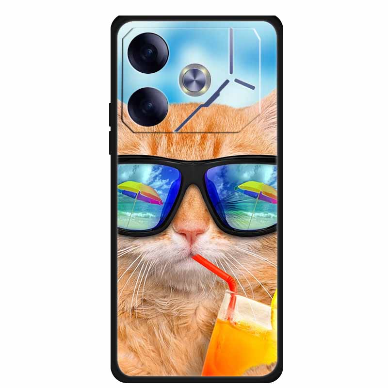 For Tecno Pova 6 Phone Case 6.78" Animal Black Silicone Soft Back Cover Cases For Tecno Pova 6 Case Pova6 Coque Funda Shockproof