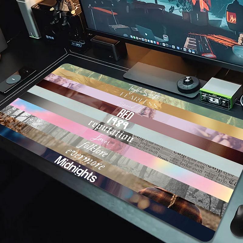 Taylor Swift Albums Large Size Mouse Pad Large Gaming Table Cushion Nonslip Laptop Tablet Big Mousepad Xxl Mat Mini Pc Playmat With Lock Edge