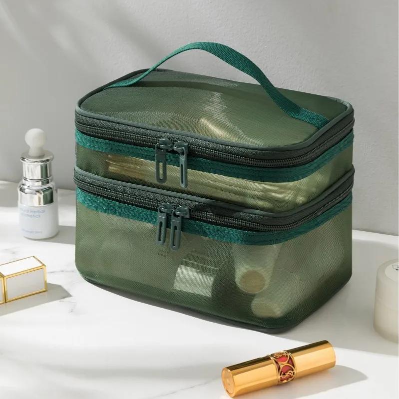 Dames Transparante Mesh Reizen Cosmetische Tas Make-up en Toiletartikelen Kit Opbergtas Make-up Organizer Tas