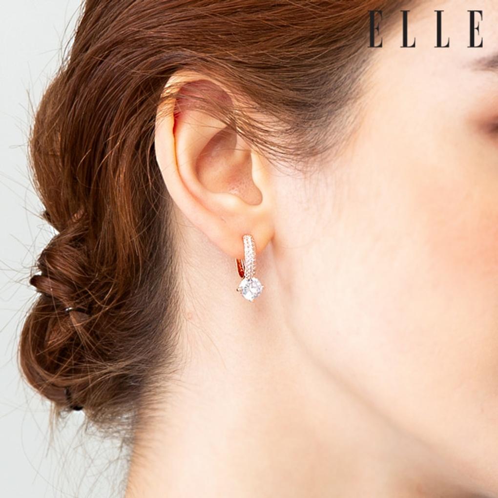 14K Rose Point One-Touch Earrings (Gold Pin) ELGPEE349