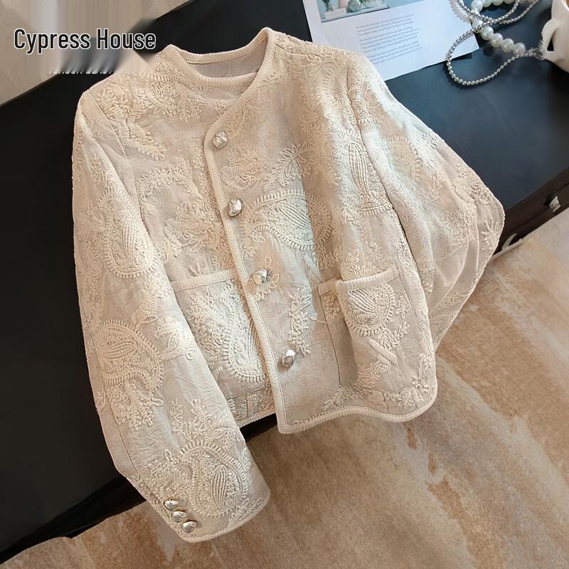 Sybill She Women's Chic Embroidered Linen Blend Jacket