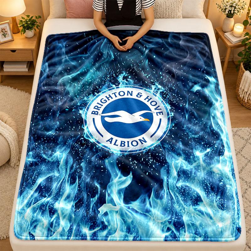 Flannel BlanketBrighton & Hove Albion Football Warm Soft Throw Blanket for Indoor Sofa Bed Living Room Use