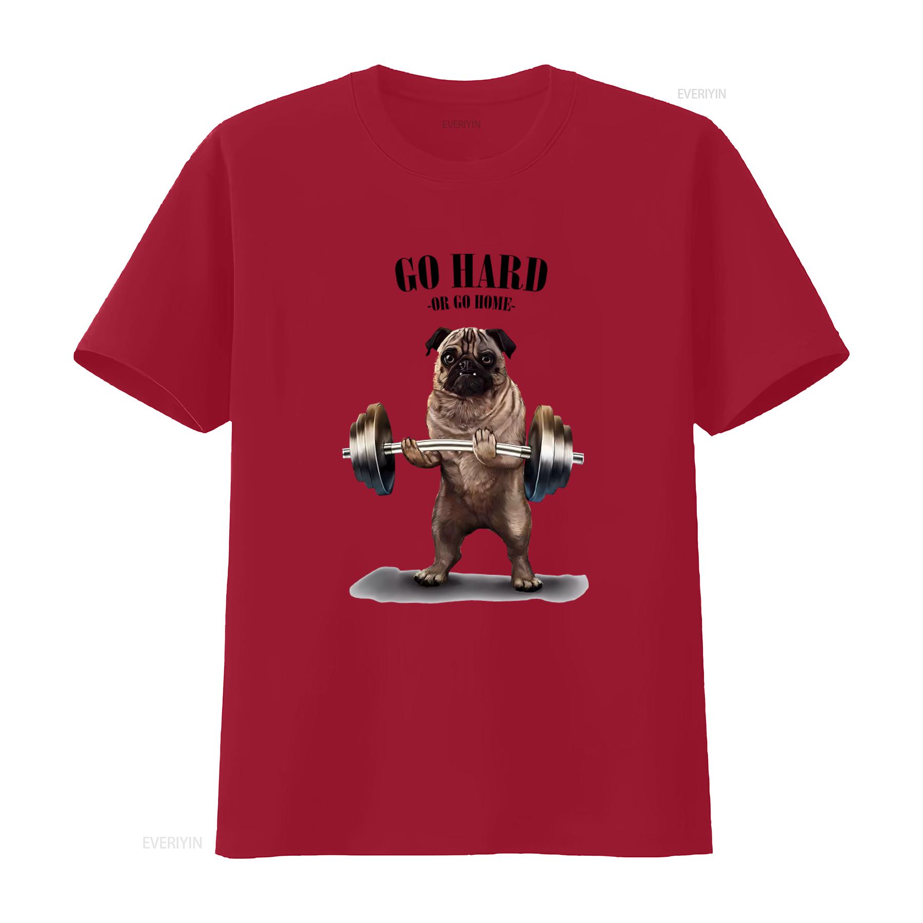 Pug Weightlifting Gym T Shirt Go Hard or Home Cute Dog Design for Fitness Enthusiasts vintage Washed Comfortable graphic Unisex S