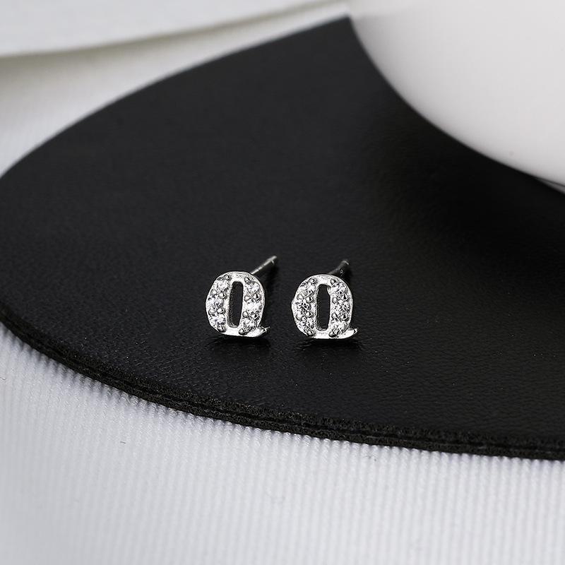 Pendientes de Diamantes con Letra Personalizada de Plata de Ley S925 Banyan Tree - Pendientes Individuales para Cartílago para Hombre y Mujer